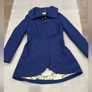 [S/P] Soia & Kyo Blue Cotton Wide Neck Flare Pea Coat